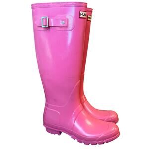 Hunter Original Tall Rain Boots Waterproof Wellington Pull-On Pink Women’s Sz 7
